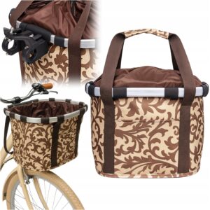 KOSZ ROWEROWY NA KIEROWNICĘ PRZEDNI Z MOCOWANIEM SKŁADANY TORBA 2W1 BRĄZ