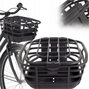 KOSZYK ROWEROWY KOSZ ZAMYKANY NA KIEROWNICĘ PRZEDNI POJEMNY WIESZANY CZARNY