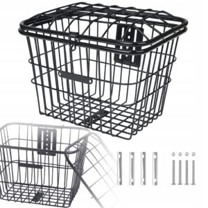 KOSZYK ROWEROWY TYLNY Z POKRYWKĄ ZABEZPIECZAJĄCĄ NA BAGAŻNIK METALOWY KOSZ