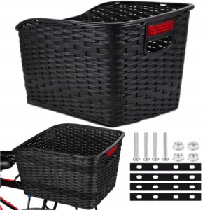 KOSZYK ROWEROWY KOSZ NA BAGAŻNIK ROWER TYLNY POJEMNY Z ODBLASKIEM CZARNY